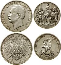 zestaw 2 monet, 3 marki 1910 G, Karlsruhe, Baden