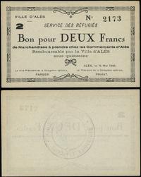 2 franki 16.05.1940, numeracja 2173, prawy górny