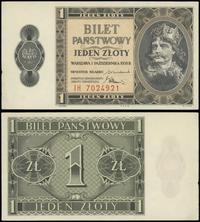 1 złoty 1.10.1938, seria IH, numeracja 7024921, 
