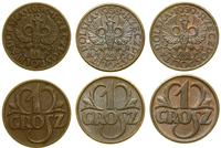 zestaw: 3 x 1 grosz 1936, 1938, 1939, Warszawa, 