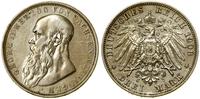 3 marki 1908 D, Monachium, przetarte, lekko pole