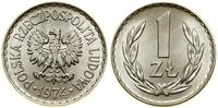 1 złoty 1974, Warszawa, aluminium, rysa na rewer