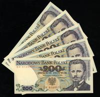6 x 200 złotych 1.06.1986, 1.12.1988, serie: DK,