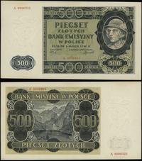 500 złotych 1.03.1940, seria A, numeracja 999832