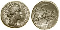 denar 82–81 pne, Hiszpania, Aw: Głowa kobiety w 