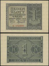 1 złoty 1.03.1940, seria D, numeracja 4729689, p