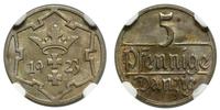 5 fenigów 1923, Berlin, herb Gdańska, patyna, pi