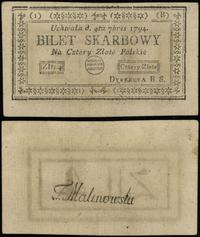 4 złote polskie 4.09.1794, seria 1-B, ugięcie w 