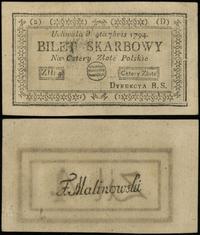 4 złote polskie 4.09.1794, seria 2-D, ugięty pra