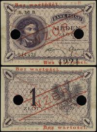 1 złoty 28.02.1919, czerwony nadruk Bez wartości