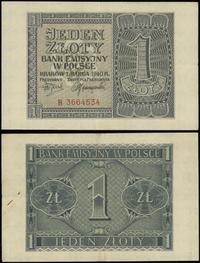1 złoty 1.03.1940, seria B, numeracja 3664534, z