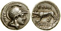 denar 77 pne, Rzym, Aw: Głowa Romy w hełmie w pr