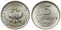 5 groszy 1960, Warszawa, aluminium, wyśmienite, 