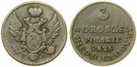 3 grosze polskie z miedzi krajowej (trojak) 1826