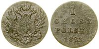 1 grosz polski 1821 IB, Warszawa, resztki lakier