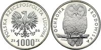 1.000 złotych 1986, SOWA- PRÓBA, srebro, Parchim