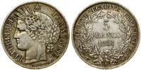 5 franków 1851 A, Paryż, srebro próby 900, 24.73