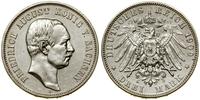 3 marki 1909 E, Muldenhütten, moneta przetarta, 