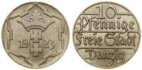 10 fenigów 1923, Berlin, herb Gdańska, patyna, b