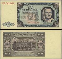 20 złotych 1.07.1948, seria KA, numeracja 743438