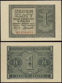 1 złoty 1.08.1941, seria BB, numeracja 2104071, 