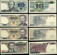 zestaw 4 banknotów 1982–1988, w zestawie: 10 zło