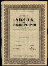 1 akcja na 100 złotych 1.05.1926, Lwów, numeracj