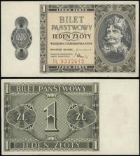 1 złoty 1.10.1938, seria IŁ, numeracja 9332612, 