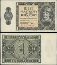 1 złoty 1.10.1938, seria IJ, numeracja 7630930, 