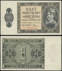 1 złoty 1.10.1938, seria IJ, numeracja 7630815, 