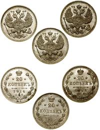 Rosja, zestaw 3 x 20 kopiejek, 1913 СПБ BC, 1914 СПБ BC, 1915 BC