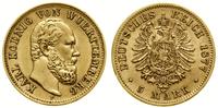 5 marek 1877 F, Stuttgart, złoto próby 900, 1.98