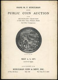 literatura numizmatyczna, Schulman Coin & Mint, INC., 4–5.05.1971, Public Coin Auction of the Deutsc..
