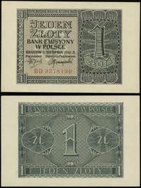 1 złoty 1.08.1941, seria BD, numeracja 9378190, 