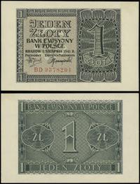 1 złoty 1.08.1941, seria BD, numeracja 9378201, 