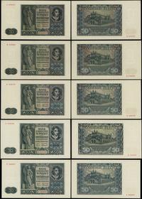 zestaw: 5 x 50 złotych 1.08.1941, serie: A 97675