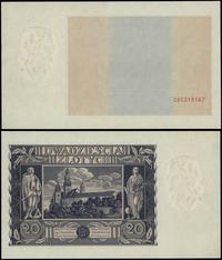 Polska, niedokończony druk banknotu o nominale 20 złotych, 11.11.1936