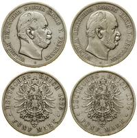 Niemcy, zestaw: 2 x 5 marek, 1874 A i 1876 C
