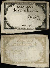 5 liwrów 31.10.1793, seria 1932, papier ze znaki