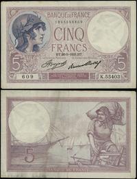 5 franków 26.05.1933, typ Violet, seria K.55403 