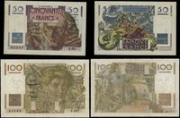 zestaw: 50 i 100 franków 1947 i 1953, 50 franków