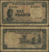 10 franków 1.08.1958, seria B/G, numeracja 08938