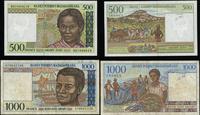 Madagaskar, zestaw: 500 franków = 100 ariary i 1.000 franków = 200 ariary, (1994)