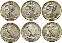 Stany Zjednoczone Ameryki (USA), zestaw: 3 x 1/2 dolara, 1945, 1946, 1947