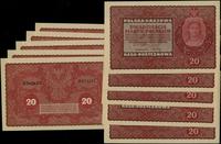 Polska, zestaw: 10 x 20 marek polskich, 23.08.1919