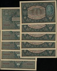 Polska, zestaw: 10 x 10 marek polskich, 23.08.1919