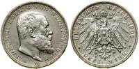 3 marki 1909 F, Stuttgart, moneta umyta, uszkodz