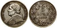 5 lirów 1870 R, Rzym, czyszczone, Berman 3337, K