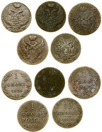 zestaw 5 monet, Warszawa, 1 grosz 1828 ?, 1 gros