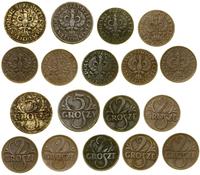 zestaw 9 monet, 7 x 2 grosze (1927, 1928, 1930, 